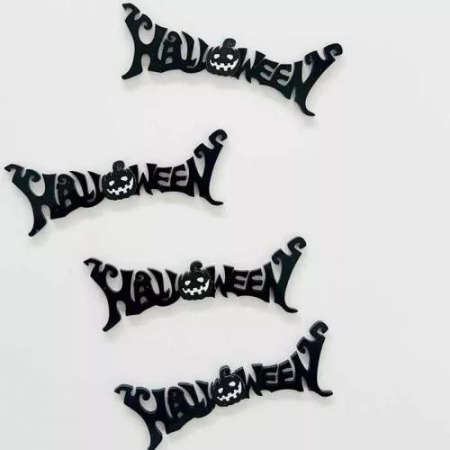 Набор зеркальных акриловых топперов "Halloween" надпись, черный Набор зеркальных акриловых топперов "Halloween" надпись, черный