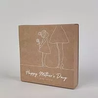 Коробка для 9 конфет "Happy Mothers Day" крафт, 13*13*3см