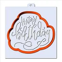 Пластик. Форма для печенек с траф. "Happy birthday"