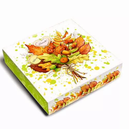 Коробка для 9 конфет "Осенний букет" 13,8*13,8*3,8см фото 2