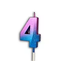 Свеча цифра "4" Грань, акварель, 12см